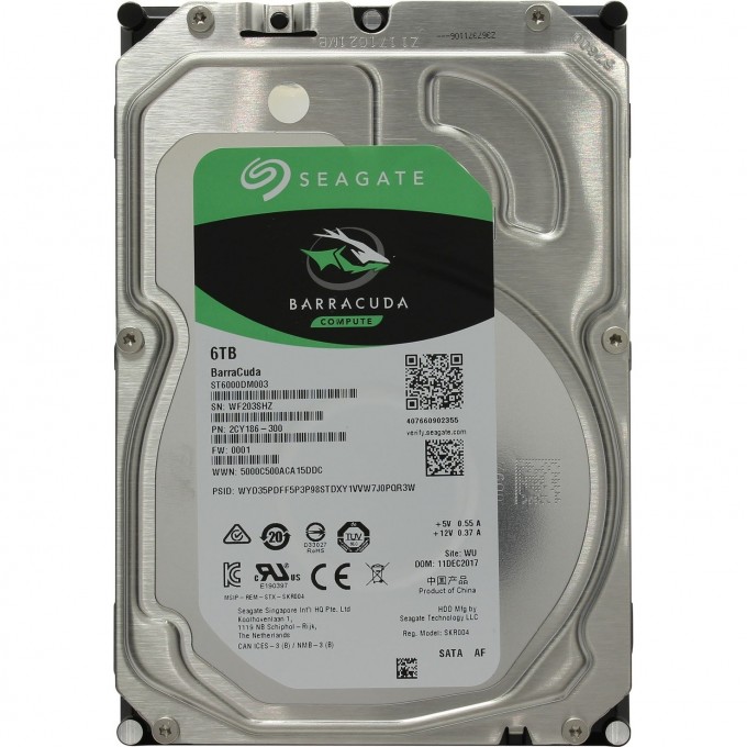 Жесткий диск SEAGATE BARRACUDA ORIGINAL SATA-III 6TB DESKTOP (5400RPM) 256MB 3.5" ST6000DM003 Жесткий диск SEAGATE BARRACUDA ORIGINAL SATA-III 6TB DESKTOP (5400RPM) 256MB 3.5" ST6000DM003