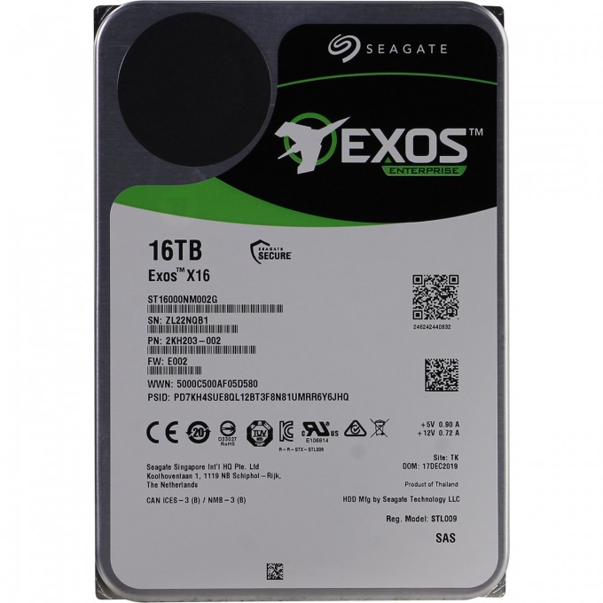 Жесткий диск SEAGATE EXOS X16 3.5" 16TB 6GB/S 256 MB ST16000NM002G Жесткий диск SEAGATE EXOS X16 3.5" 16TB 6GB/S 256 MB ST16000NM002G